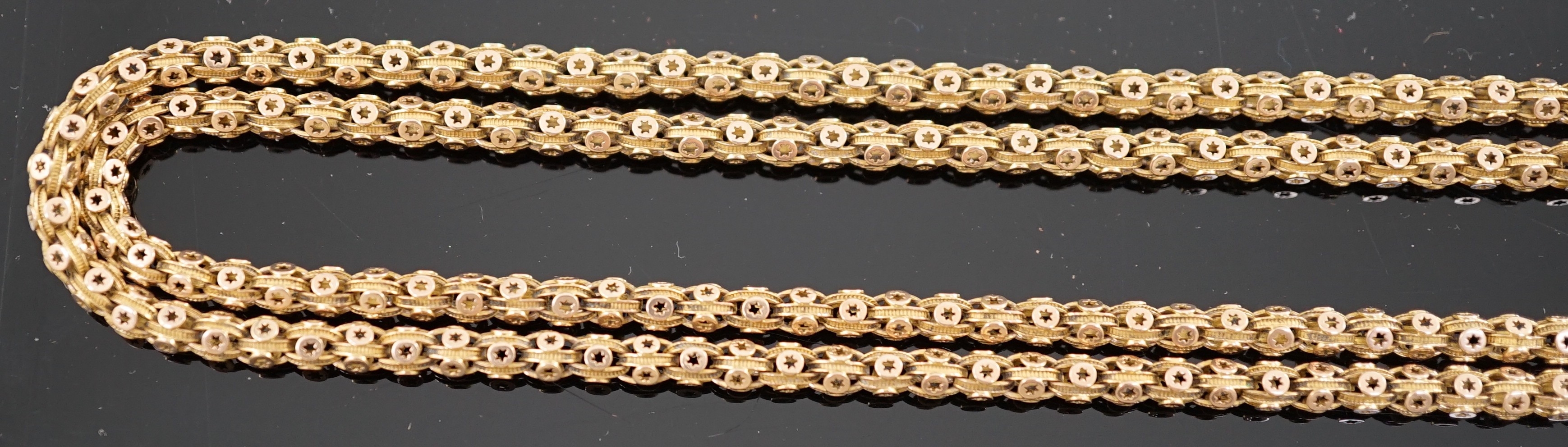 A 19th century gold guard chain